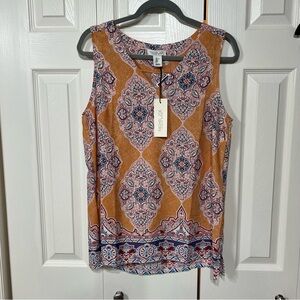 Rachel Zoe Wm L sleeveless Orange blue Patterned Tank Top casual dress boho NWT